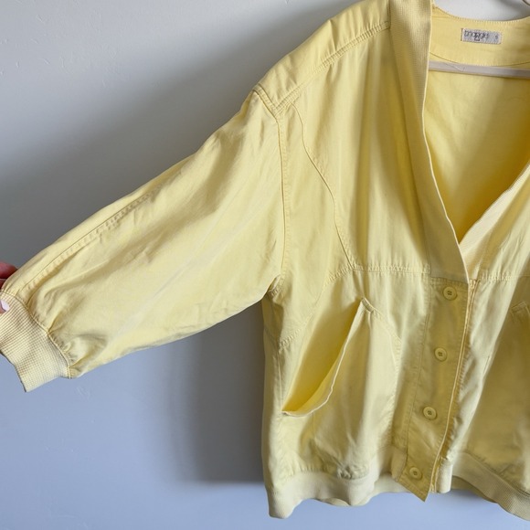 Oversized Butter Yellow Jacket Women's S Classic Prep Retro Utility Street Baggy - Picture 3 of 10
